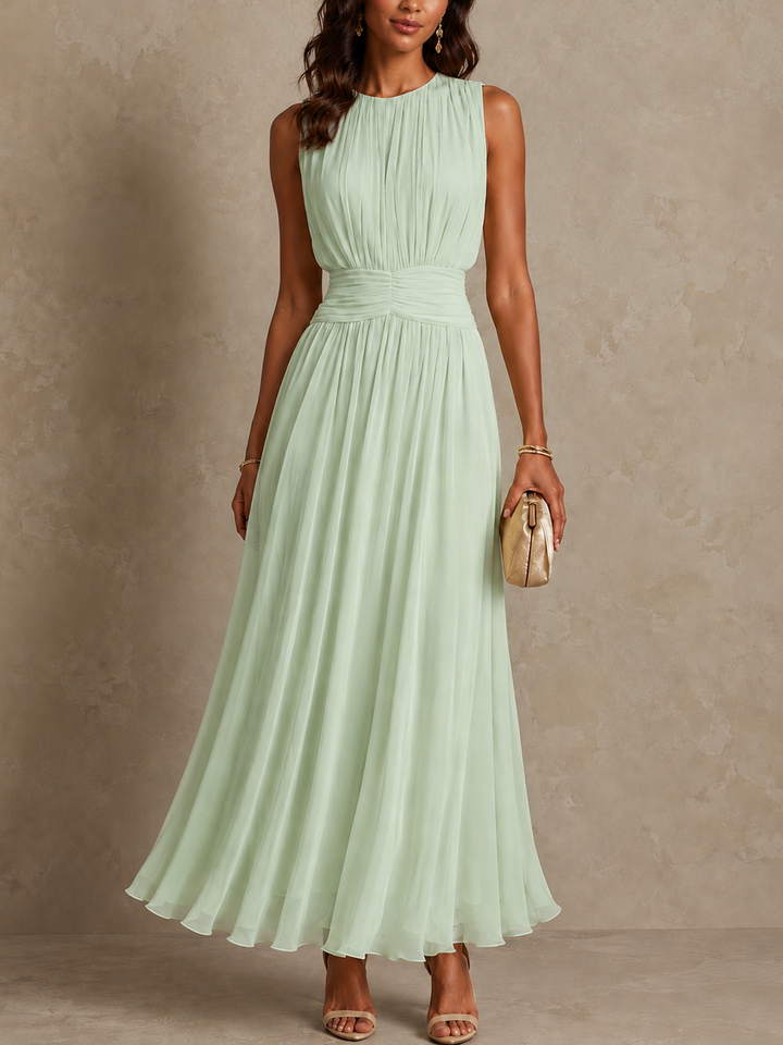 Vestido Maxi Sin Mangas con Cintura Fruncida Roxanne™