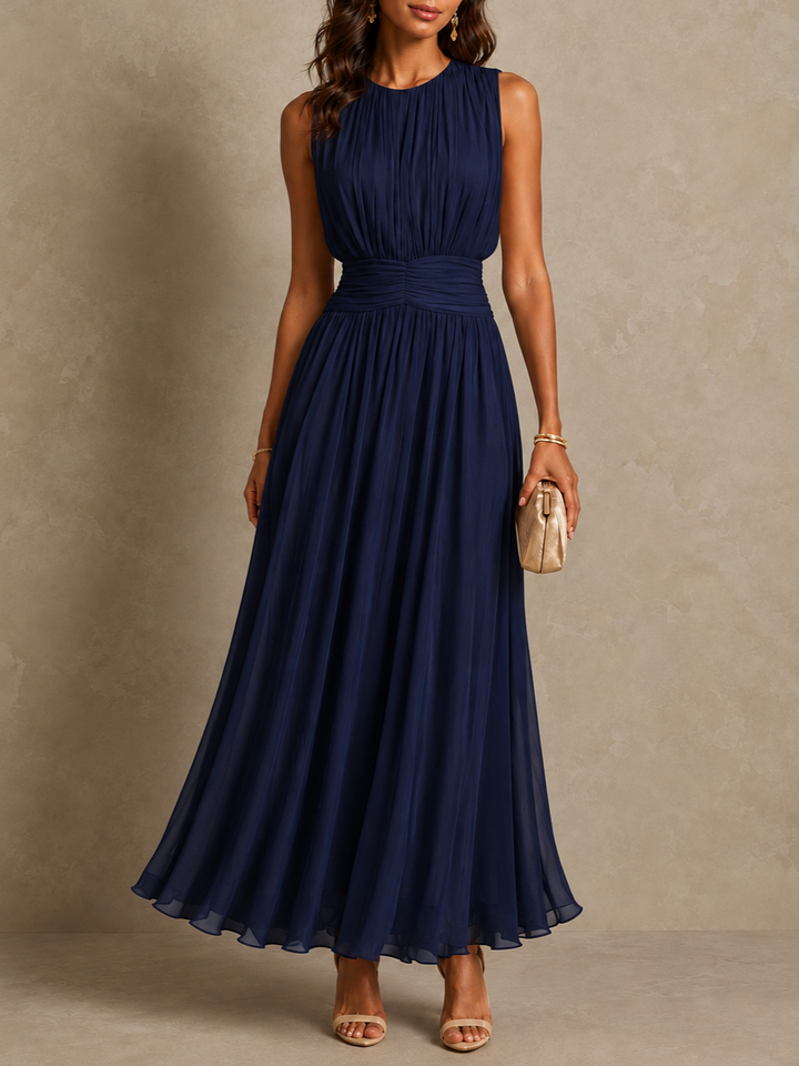 Vestido Maxi Sin Mangas con Cintura Fruncida Roxanne™