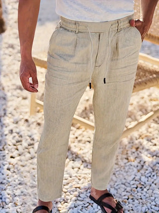 NICHOLS | PANTALONES ANCHOS DE LINO CON CORDÓN