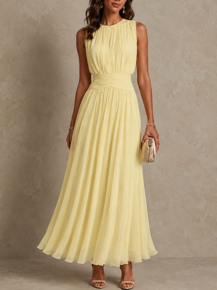 Vestido Maxi Sin Mangas con Cintura Fruncida Roxanne™