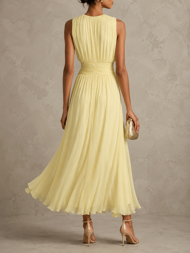 Vestido Maxi Sin Mangas con Cintura Fruncida Roxanne™