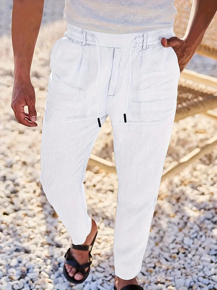 NICHOLS | PANTALONES ANCHOS DE LINO CON CORDÓN