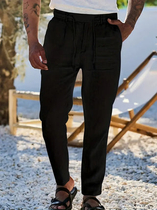 NICHOLS | PANTALONES ANCHOS DE LINO CON CORDÓN