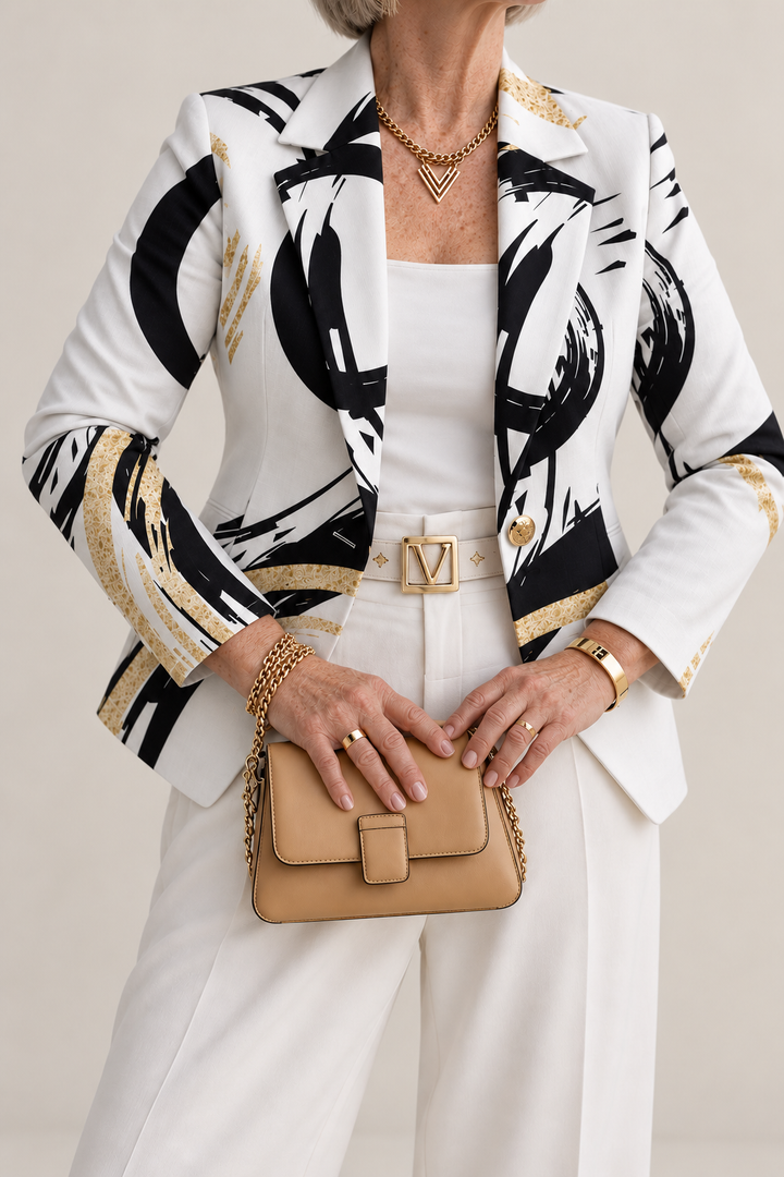 Noemine™ | Blazer Abstracto con Pinceladas