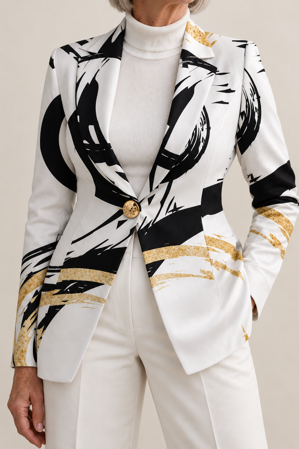 Noemine™ | Blazer Abstracto con Pinceladas