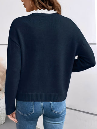 Céline | Suéter Chic con Cuello de Encaje, Toque Cachemira