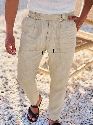 NICHOLS | PANTALONES ANCHOS DE LINO CON CORDÓN