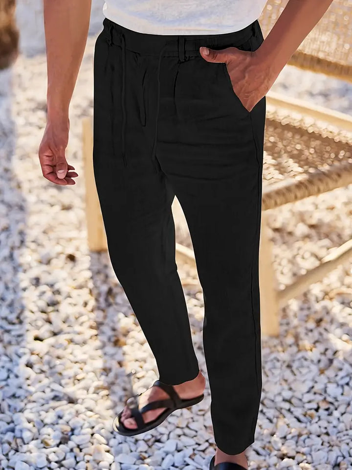 NICHOLS | PANTALONES ANCHOS DE LINO CON CORDÓN