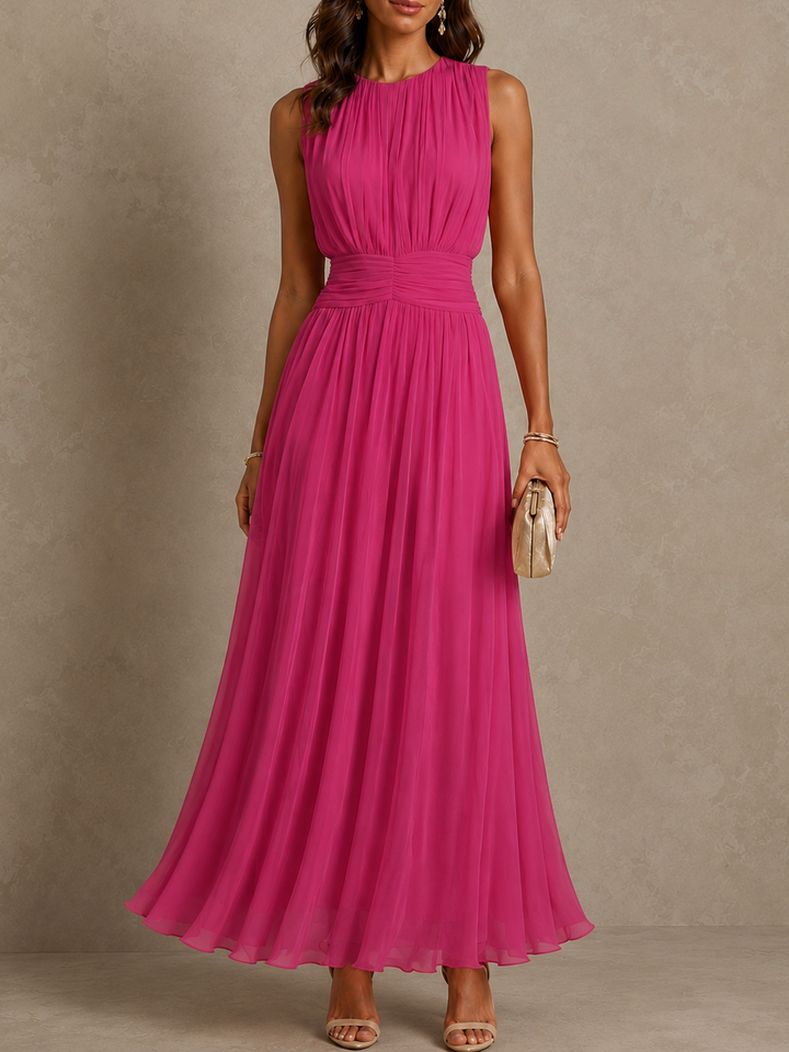 Vestido Maxi Sin Mangas con Cintura Fruncida Roxanne™